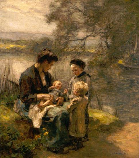 Leon Augustin Lhermitte Woman with Child and Two Children Sweden oil painting art